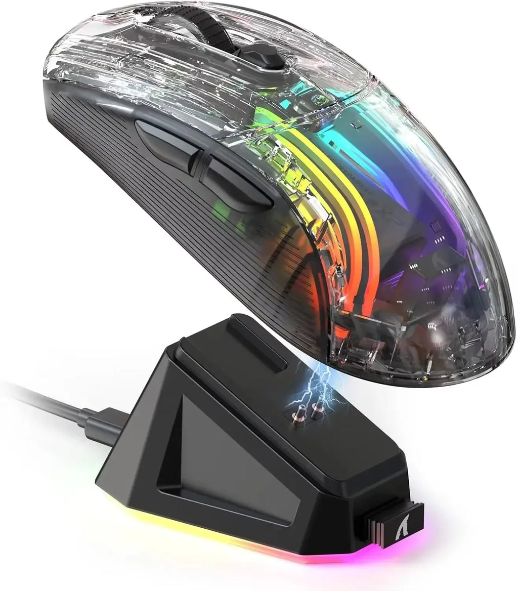 🔥🖱️ ATTACK SHARK X2 Pro Triple Mode Wireless RGB Gaming Mouse – Transparent Shell