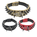 Spiked Dog Collar 🦴 Anti-Bite PU Leather Rivet Collar for Large Dogs