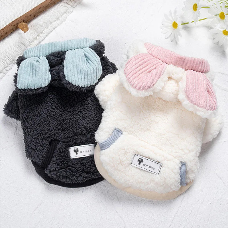 Warm Plush Pet Dog Jacket Coat Bear Pattern Dog Clothes Winter Puppy Costumes