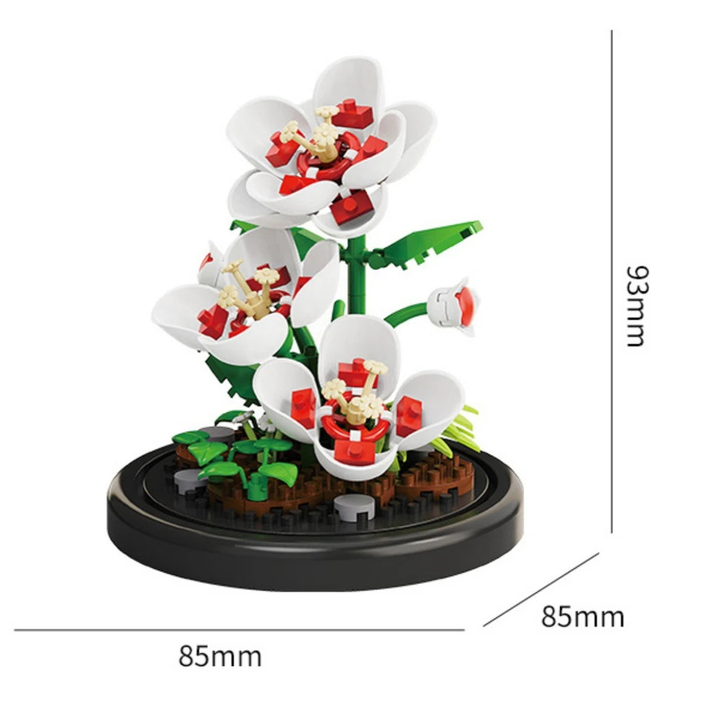 🌸🧱 Potted Plant Micro Building Blocks – Simulation Lily & Rose Flower Assembling Brick Model for Kids & Home Décor