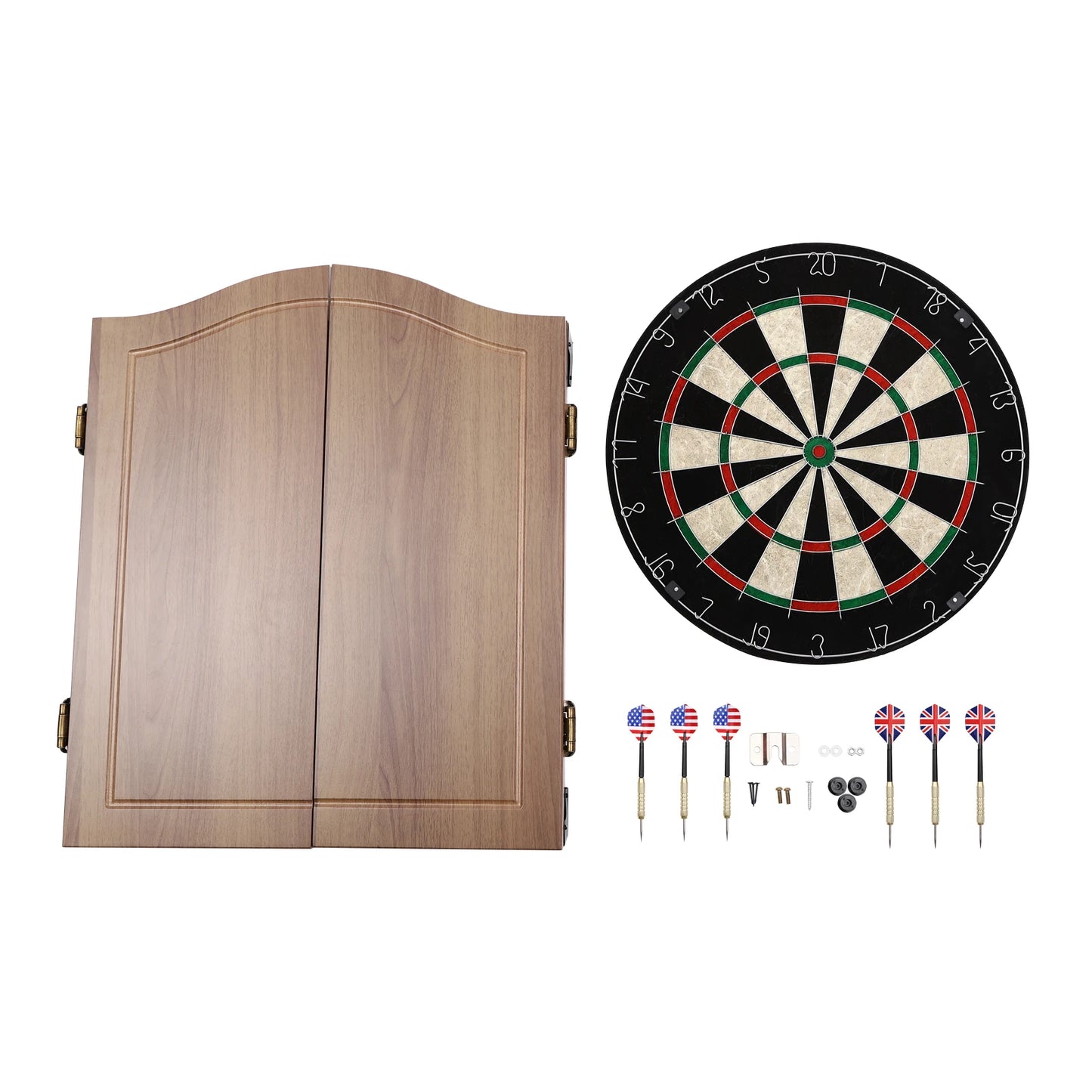 🎯 Wall‑Mounted MDF Dartboard Cabinet Set for Adults | Premium Sisal Dart Board with Scoreboards, Storage & Modern Brown Cabinet | Home, Bedroom, Bar Game Room Decor ⭐