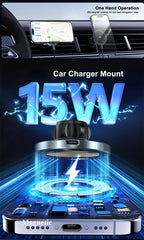 UYUXIO Magnetic Wireless Car Charger – 15W Air Vent Phone Holder