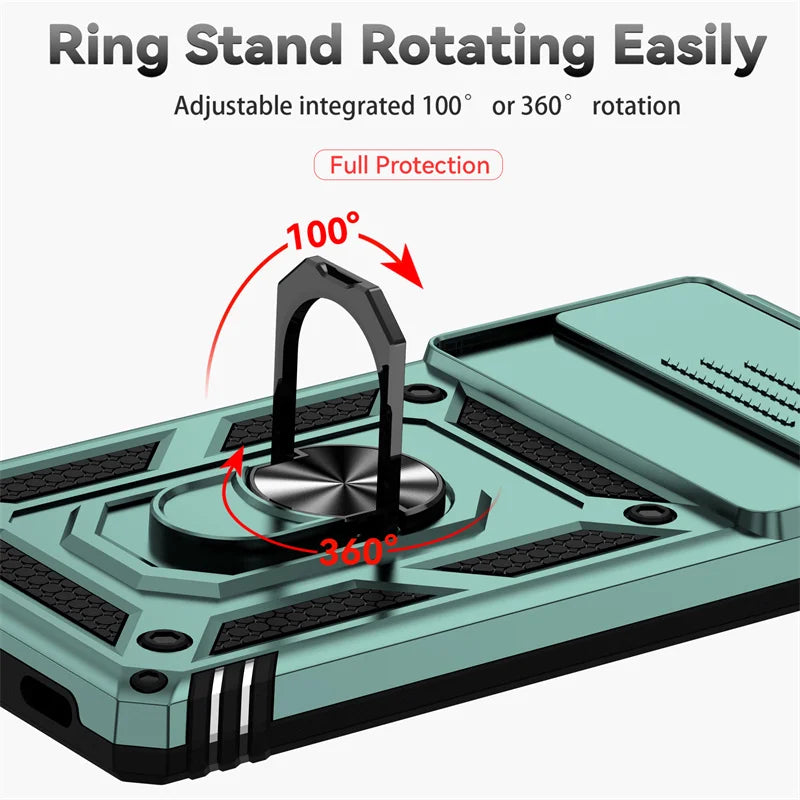 Slide Camera Armor Case with Magnetic Ring Holder for Google Pixel
