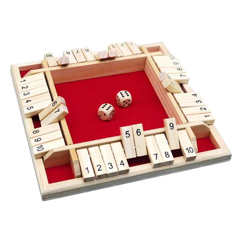 Arithmetic Dice Board Game Four-Sided Flip Card Games Box Dice Toys Wooden Flaps Dices 4 Players Party Number Game Board Games