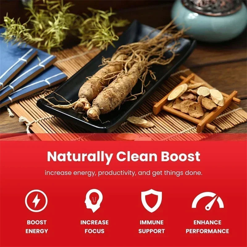 Korean Red Ginseng Supplement - Supports Overall Health, Boosts Energy Production, Relieves Stress - 120pcs