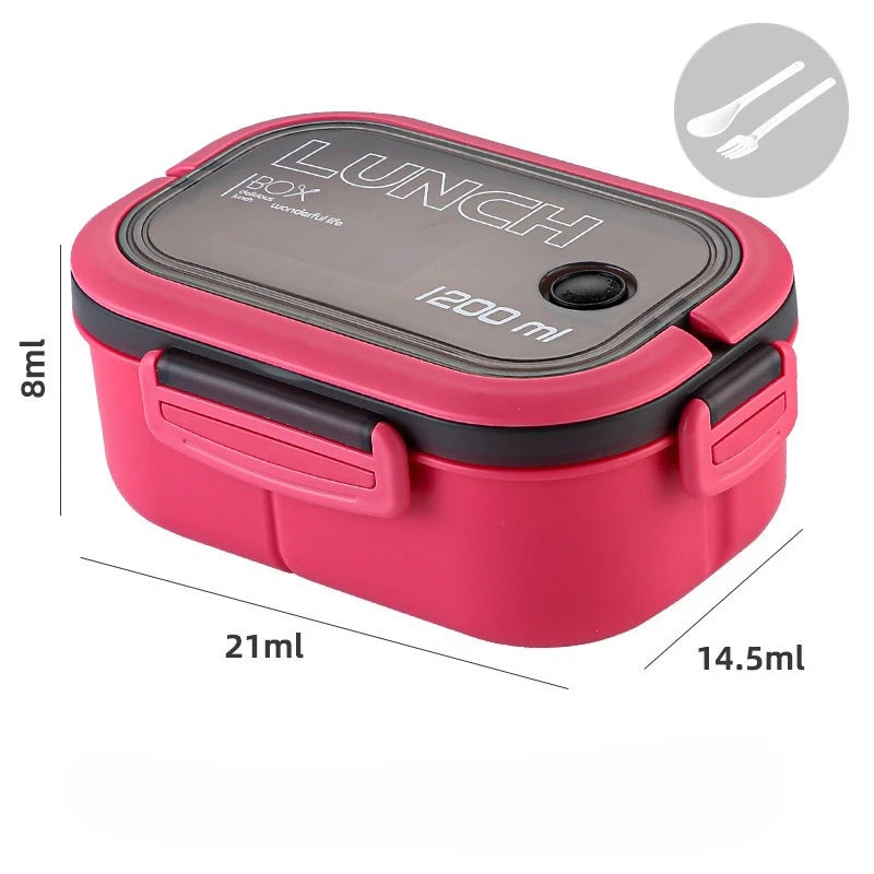 🍱✨ 1200ML Double-Layer Lunch Box | Portable Compartment Microwave Food Box 🍴 | Leakproof Camping & Office Meal Container with Spoon & Fork
