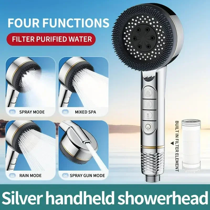 🚿💧 Four-Speed Filtered Supercharged Shower Head – Water-Seal High-Pressure Multi-Functional Bathroom Sprayer (1PC)