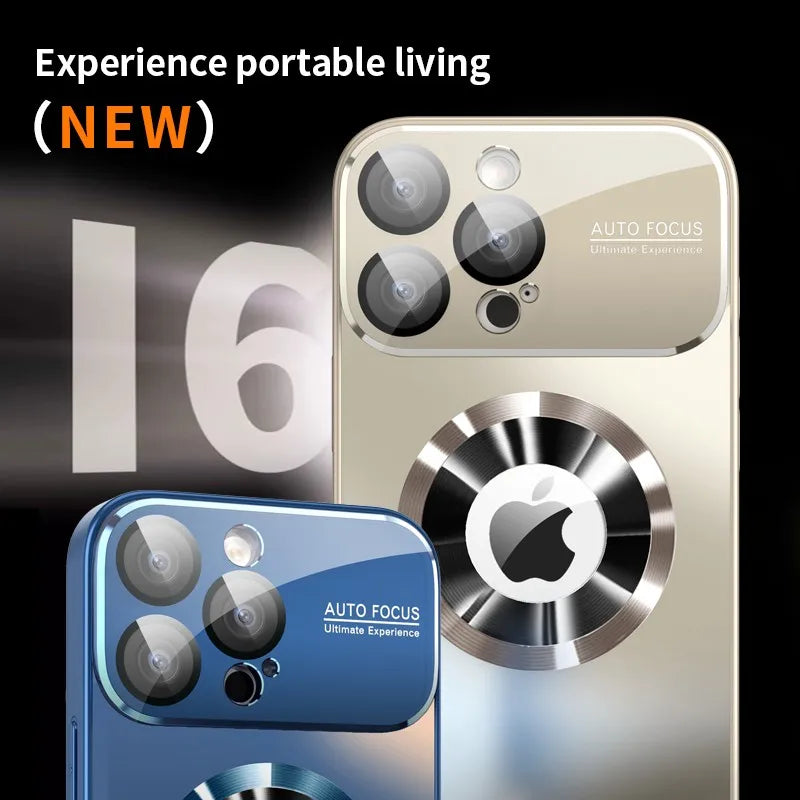 Titanium Metallic Matte MagSafe Case with Glass Camera Protection for iPhone