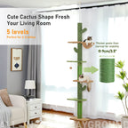 🌵🐱 5-Tier Floor-to-Ceiling Cat Tree – Cactus Climbing Tower