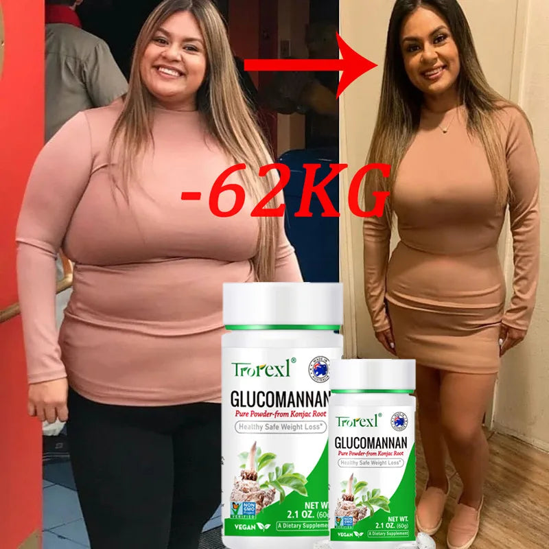 🌿💧 100PCS Glucomannan Powder – Vegan, Non-GMO, Gluten-Free Natural Weight Loss & Appetite Support