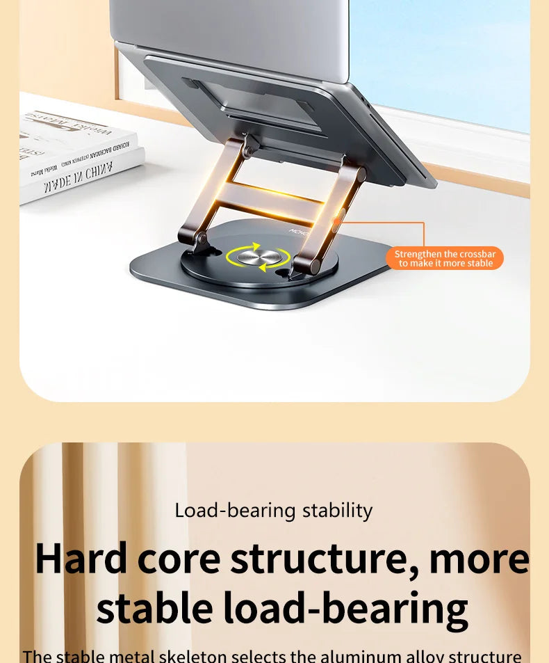 💻🔄 360° Rotatable Aluminum Laptop Stand – Adjustable Desk Riser