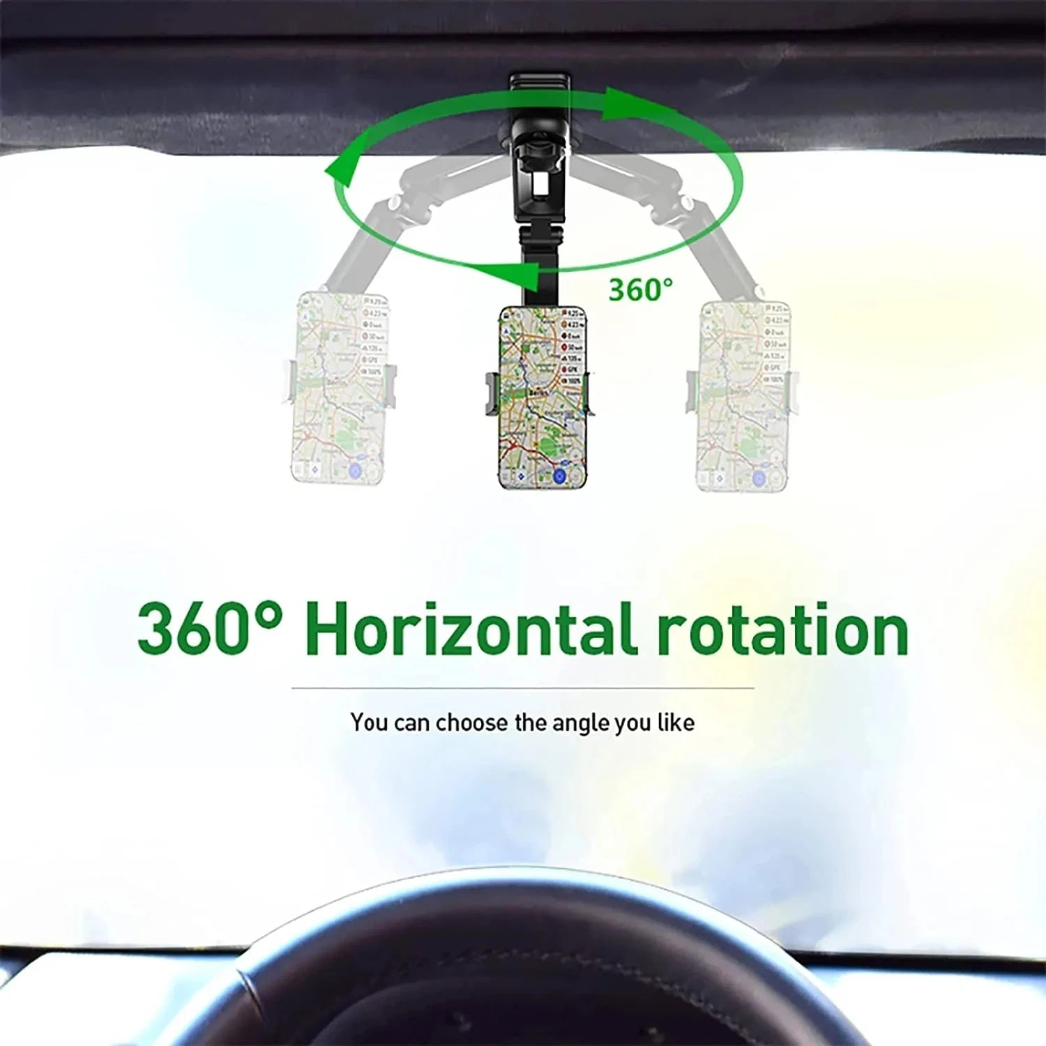 360° Rotating Sun Visor Phone Holder for Car – Universal Mount