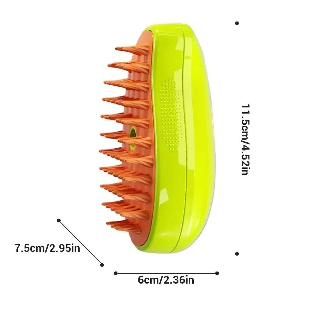 ✨ 3‑in‑1 Pet Electric Steam Brush | Cat & Dog Cleaning Spray Massage Grooming Comb | Retractable Handle | USB Rechargeable Hair Removal Beauty Brush