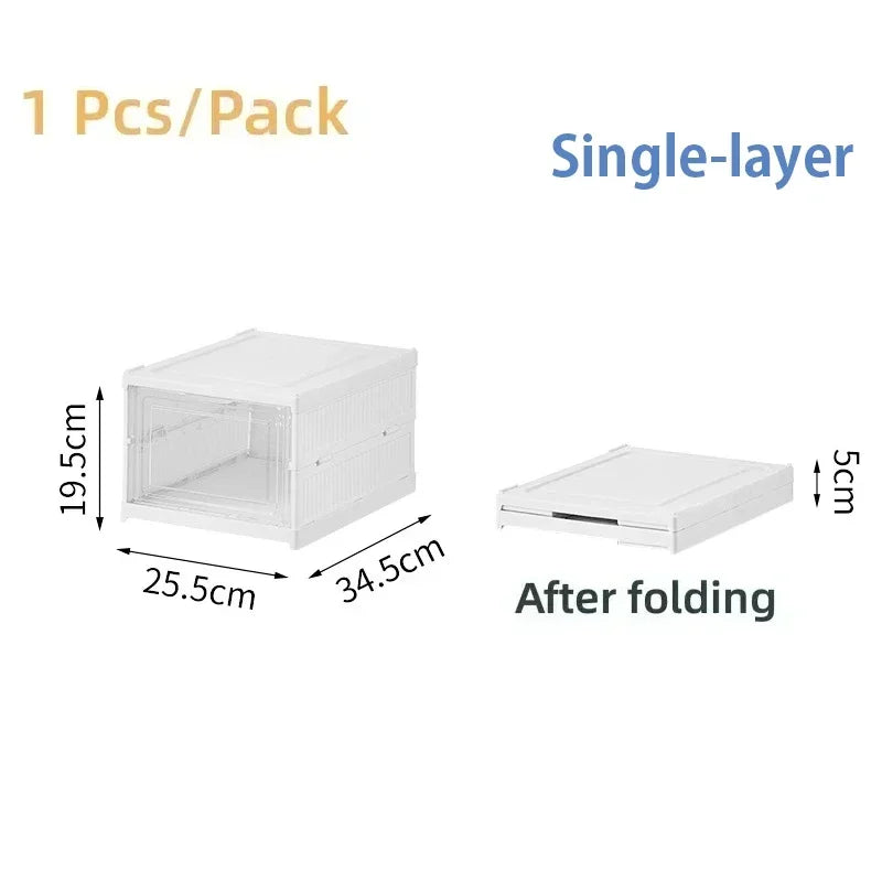 👟✨ Foldable Shoe Rack Organizer | Multi-Layer Transparent Stackable Shoe Boxes 🧼 | Collapsible Household Sneaker Storage Cabinet
