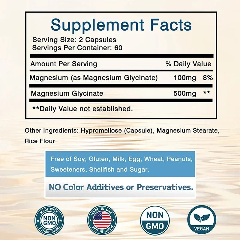 Magnesium Glycinate - Improve Cardiovascular Health, Reduce Stress, and Promote Healthy Sleep, Muscle Growth