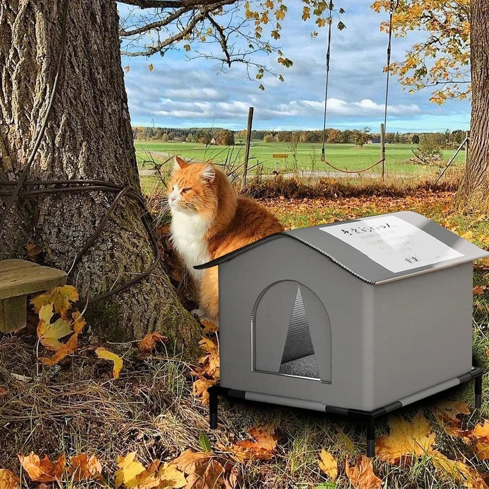 🐱🏠 Waterproof Winter Stray Cat House with Mat – Foldable Warm Shelter