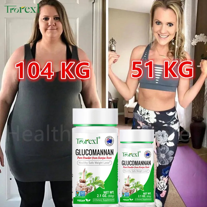 🌿💧 100PCS Glucomannan Powder – Vegan, Non-GMO, Gluten-Free Natural Weight Loss & Appetite Support