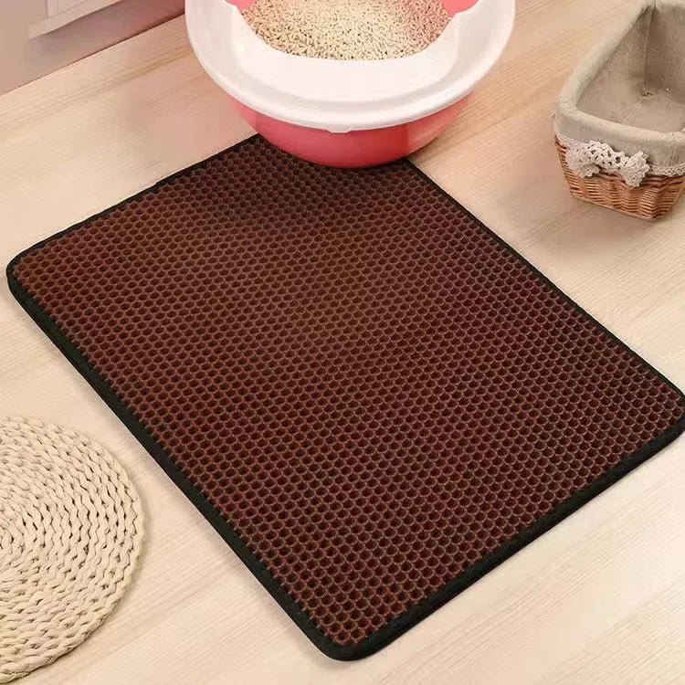 🐱🧼 Double Layer Waterproof Cat Litter Mat – Non-Slip & Washable