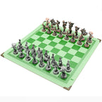 Luxury War‑Themed Metal & Resin Chess Set ♟️ | Hand‑Painted Knights on Leather Board | 32‑Piece Strategy Gift Set 🎁