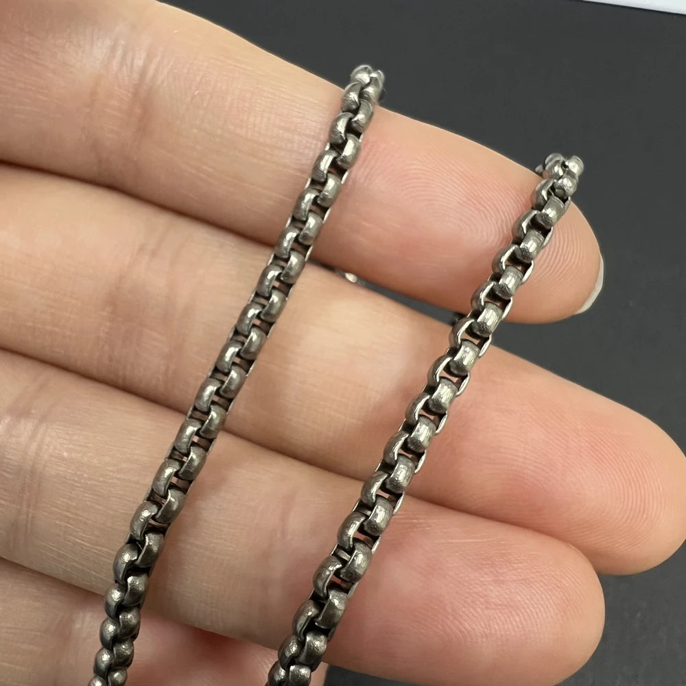 ✨ Fashion 3mm Pure Titanium Square Box Chain Necklace 🖤 | Durable Anti-Allergy Rolo Link Chain for Men & Women 💎