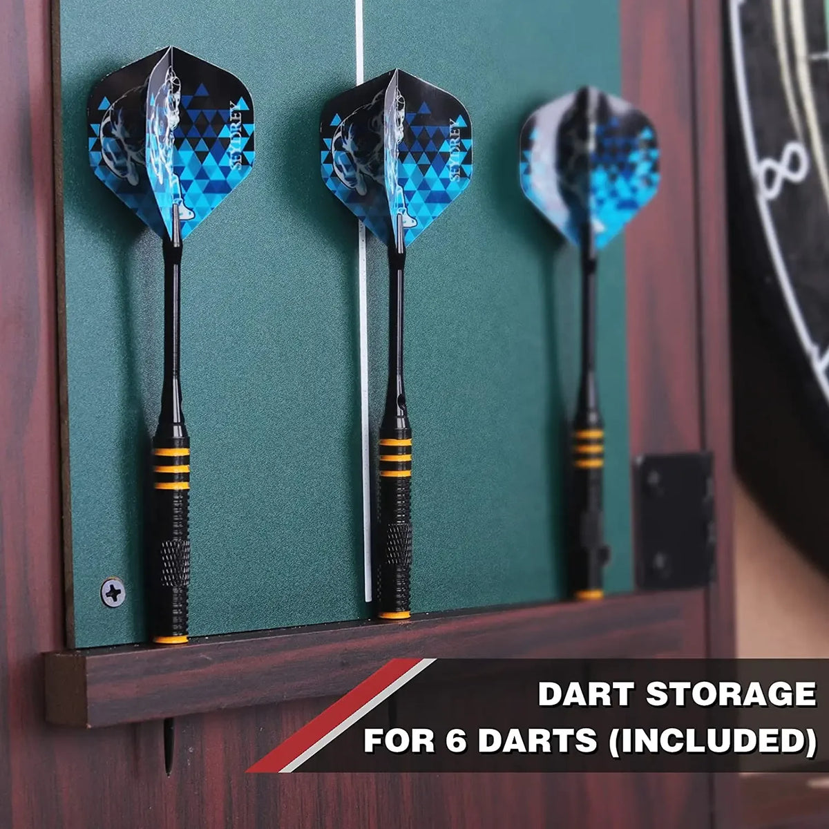 🏆 Professional Sisal Dartboard 🎯 with Cabinet & 6 Steel-Tip Darts | Self-Healing Fiber, 18" Official Size