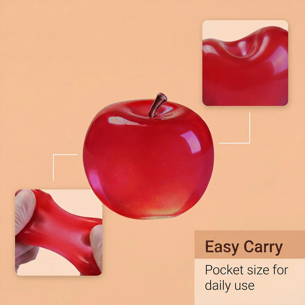 Glitter Crystal Apple Squishy Ball – Transparent 3D Sensory Fidget Toy