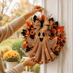 Rustic Halloween Ghost Wreath – Farmhouse Front Door Décor