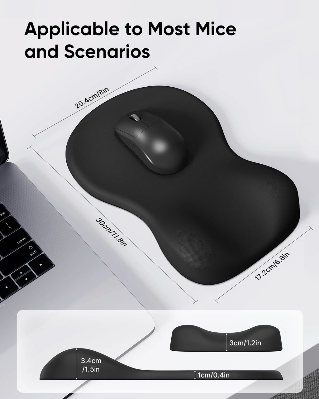 🖱️🖤 Ergonomic Mouse Pad with Wrist Rest – Non-Slip Hard Base