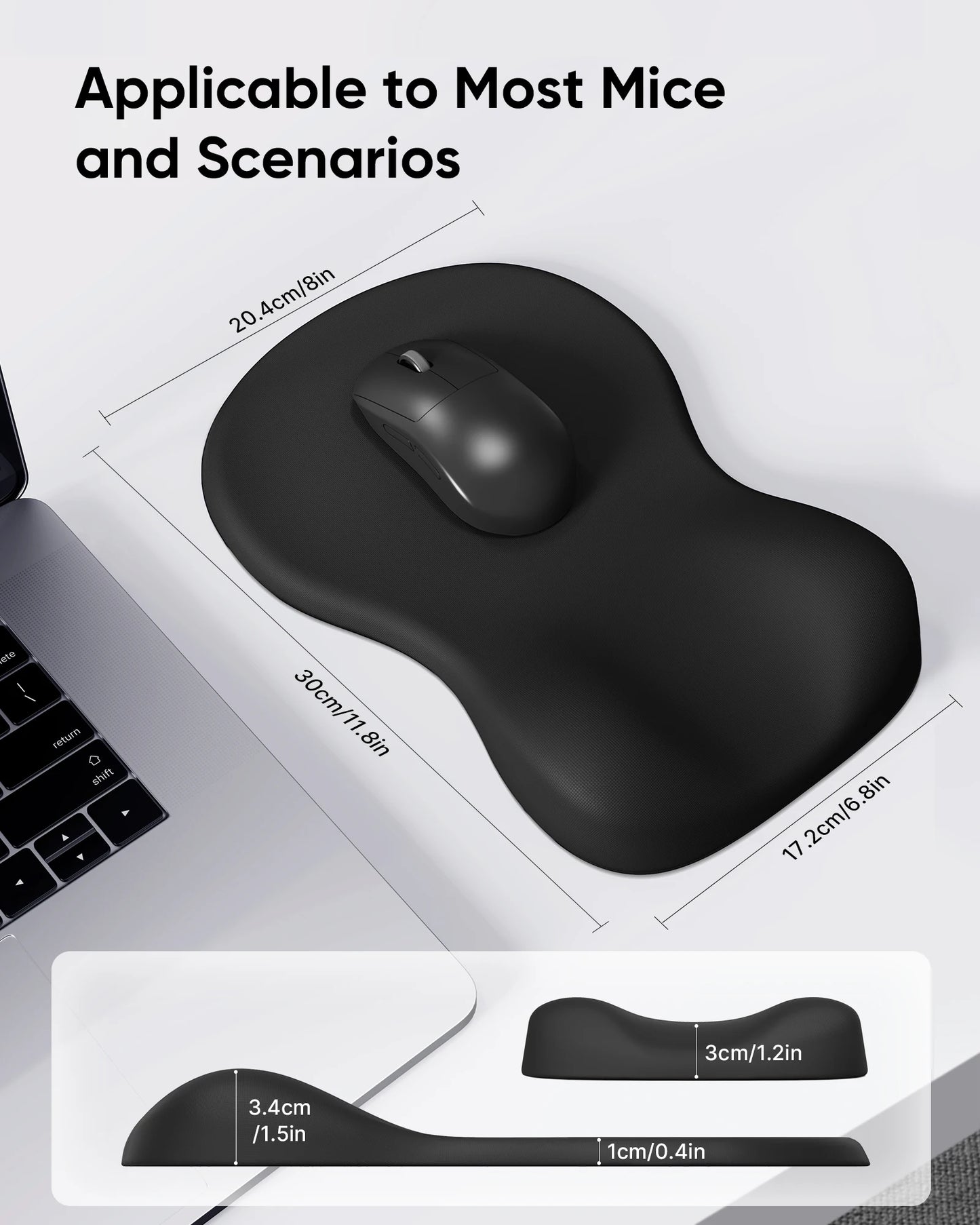🖱️🖤 Ergonomic Mouse Pad with Wrist Rest – Non-Slip Hard Base