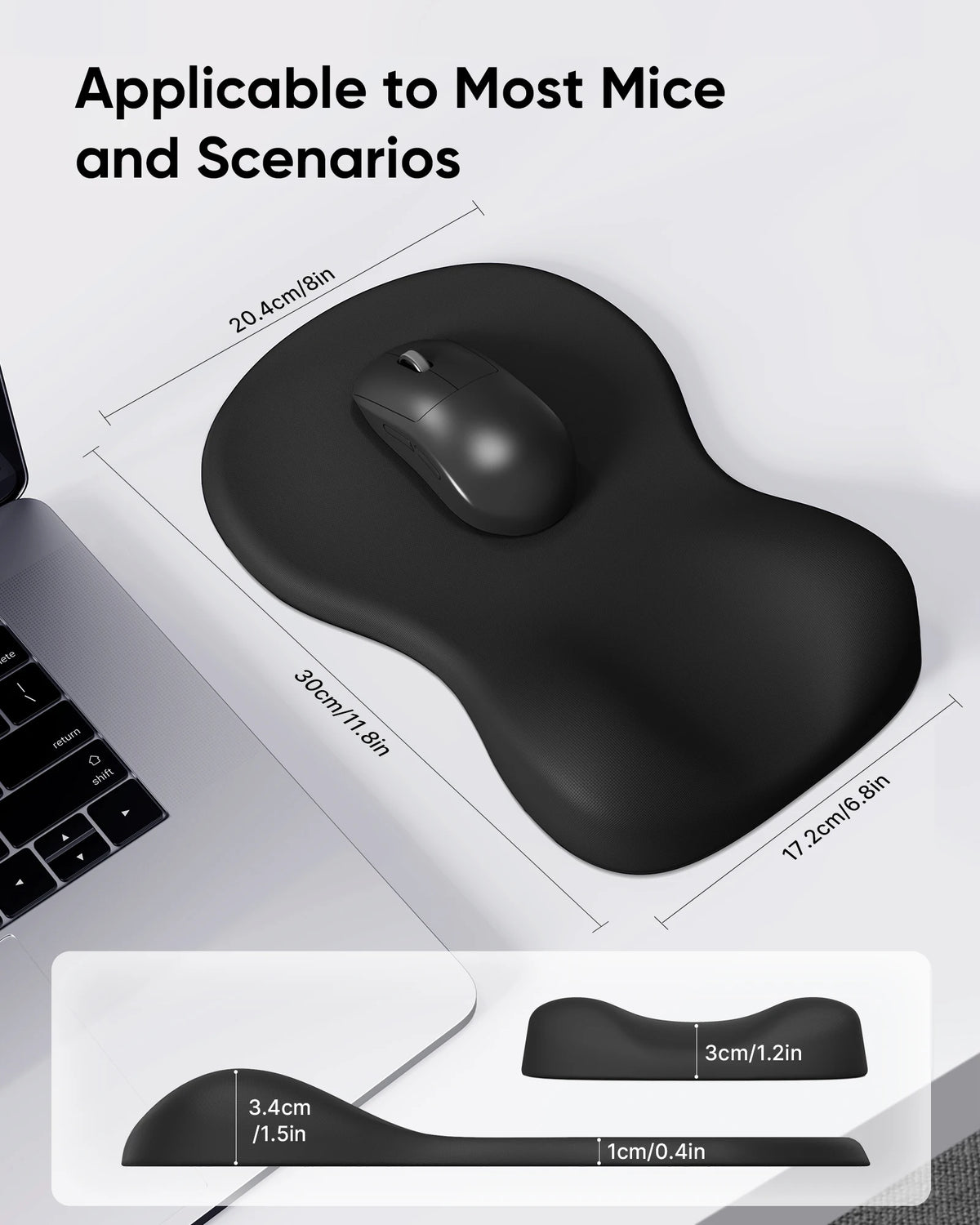 🖱️🖤 Ergonomic Mouse Pad with Wrist Rest – Non-Slip Hard Base