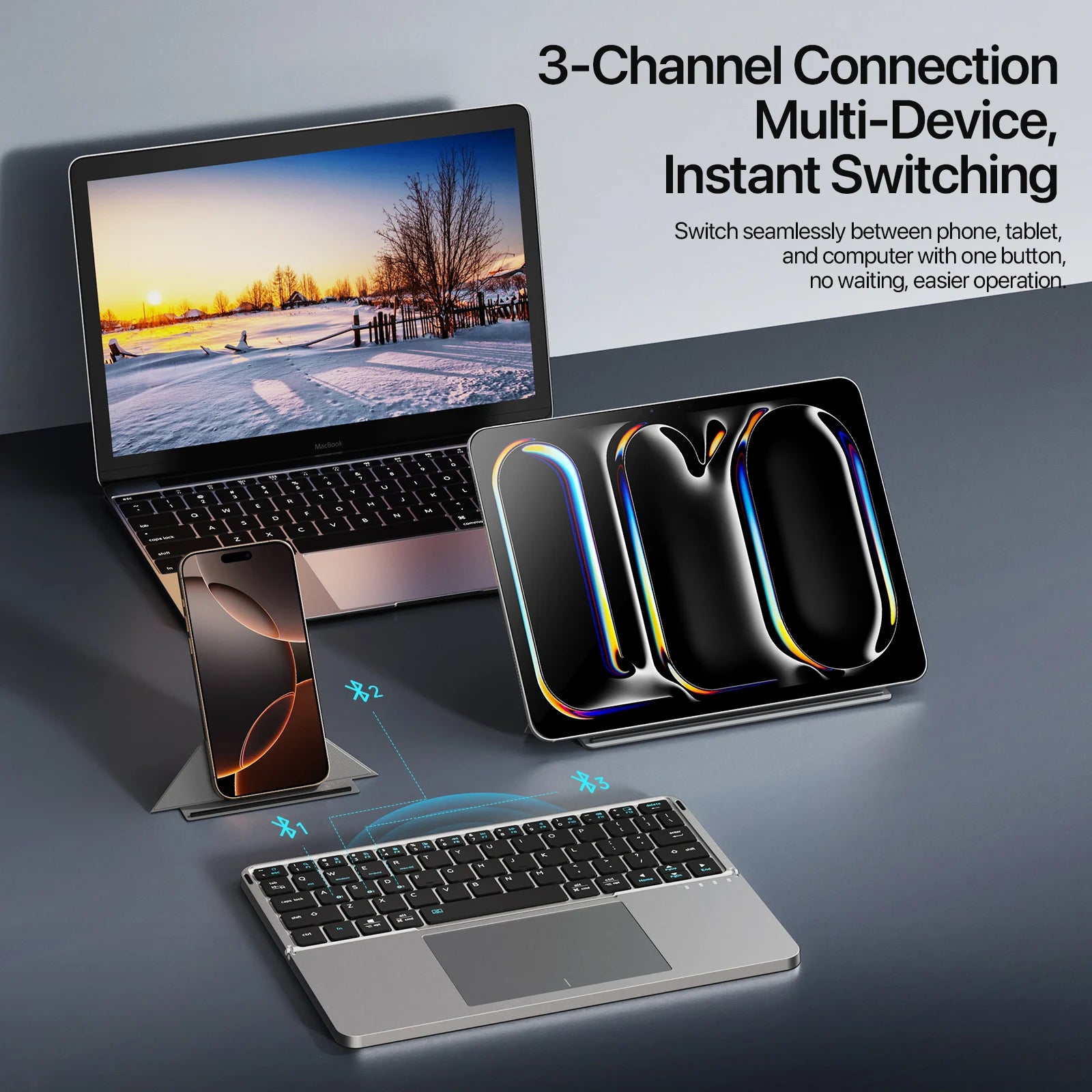 ⌨️📱 Multifunctional Foldable Bluetooth 5.0 Keyboard with Touchpad & Phone Holder