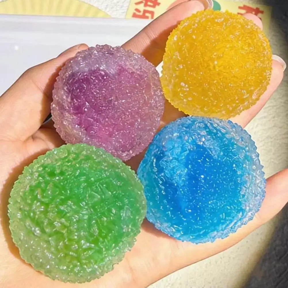 Blue Ice Ball Squishy Toy – Transparent TPR Mochi Sensory Fidget