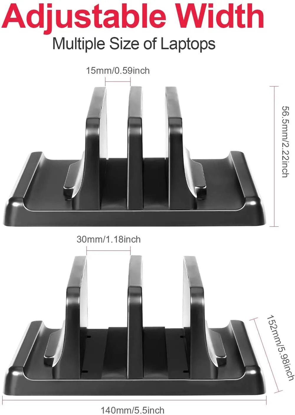 💻📚 Dual-Slot Vertical Laptop Stand – Adjustable Desktop Dock