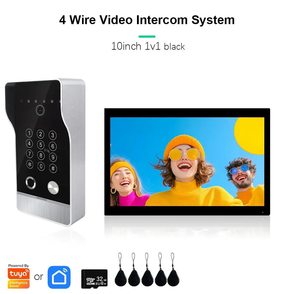 🔔📹 High Quality Video Doorbell Intercom System | Large Screen Smart Videophone 🔐 | Tuya Smart 5-in-1 Unlock 1080P for Home & Apartment
