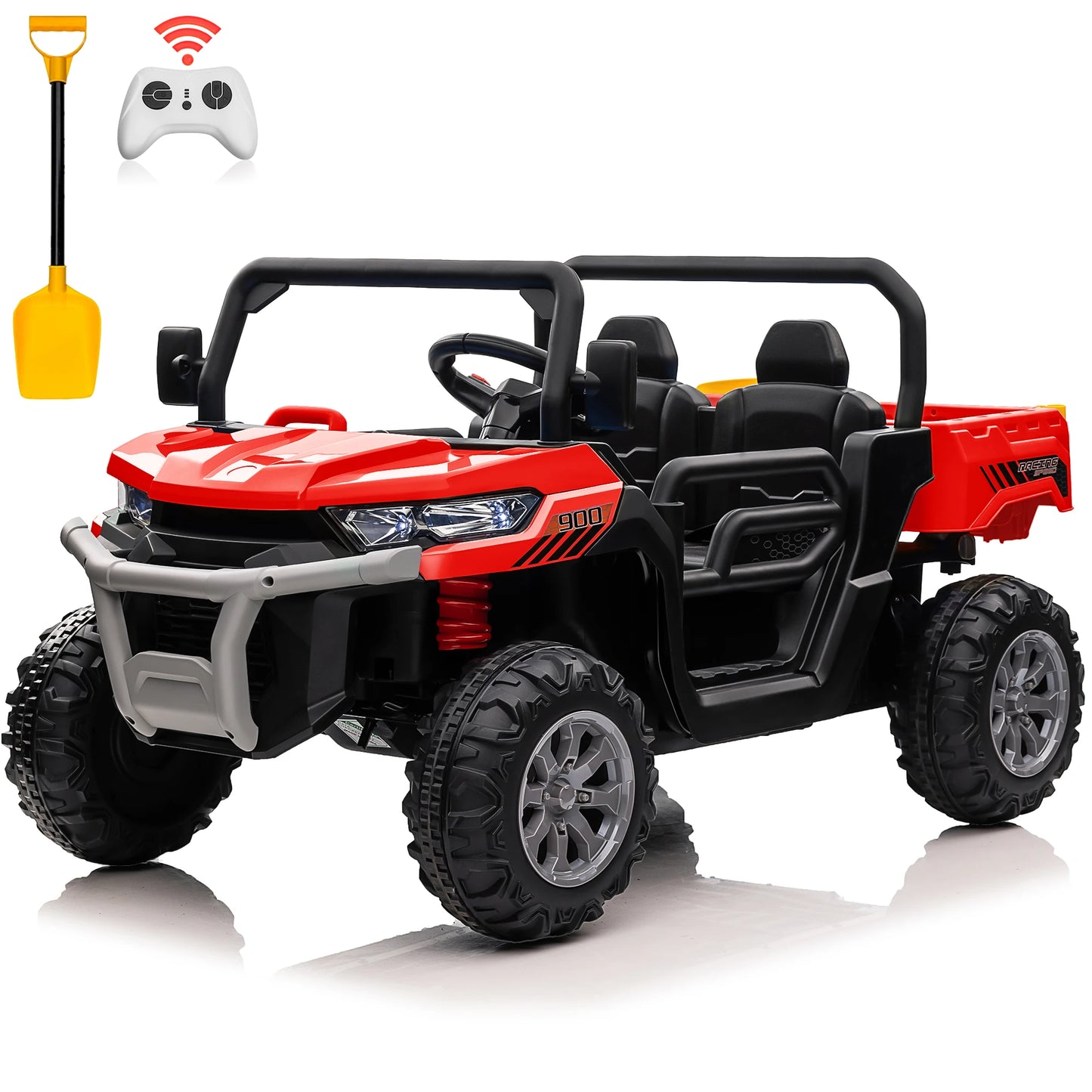 🚜⚡ 24V 2-Seater Ride-On Dump Truck – Kids UTV Electric Car with 2.4G Remote, 4-Wheeler, Bluetooth Music & LED Lights