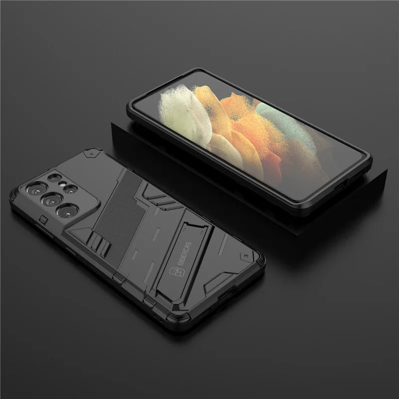 Solid Armor Cyber Shockproof Case with Stand for Samsung Galaxy