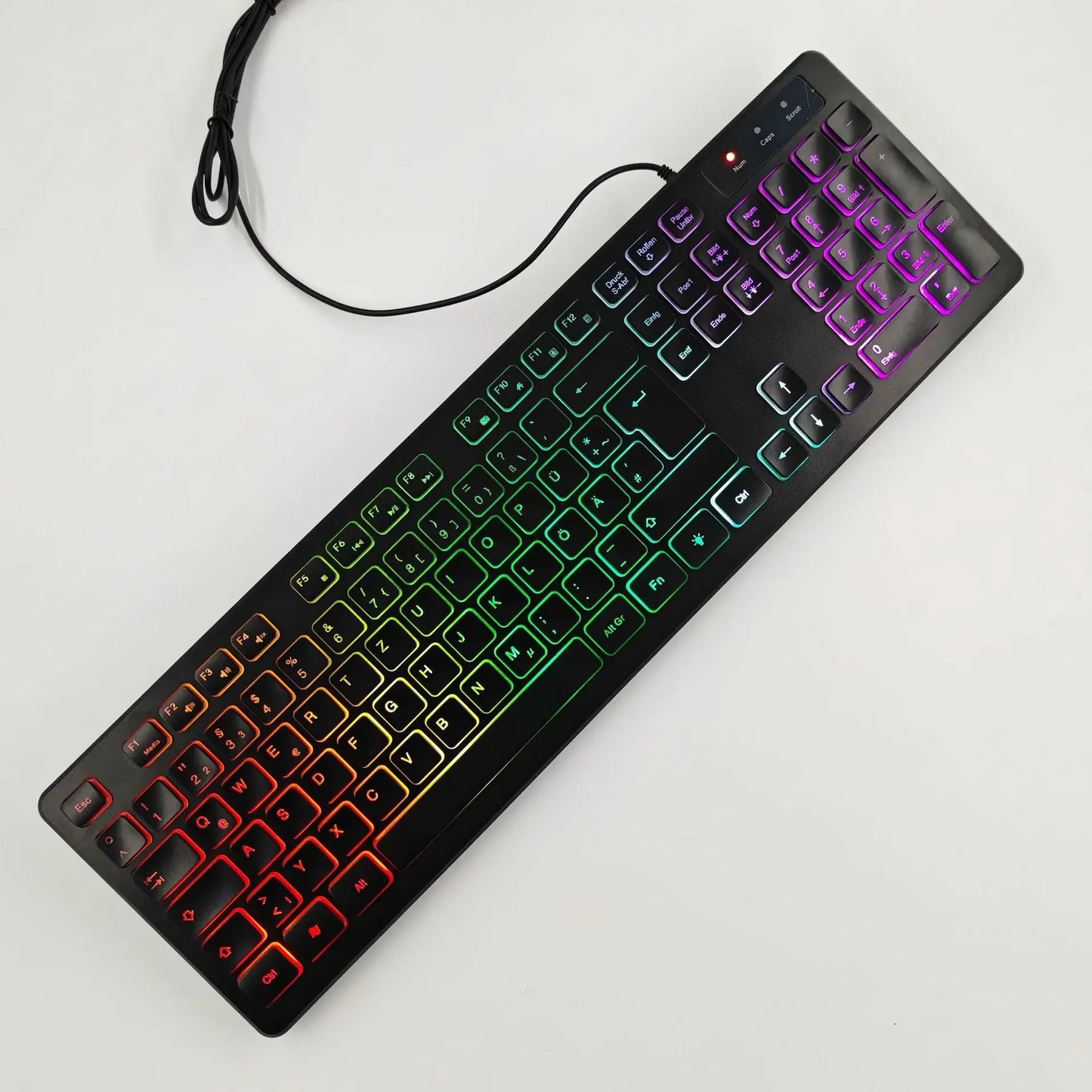 RGB Backlit Wired Gaming Keyboard – Mute USB Keyboard for Office & Home