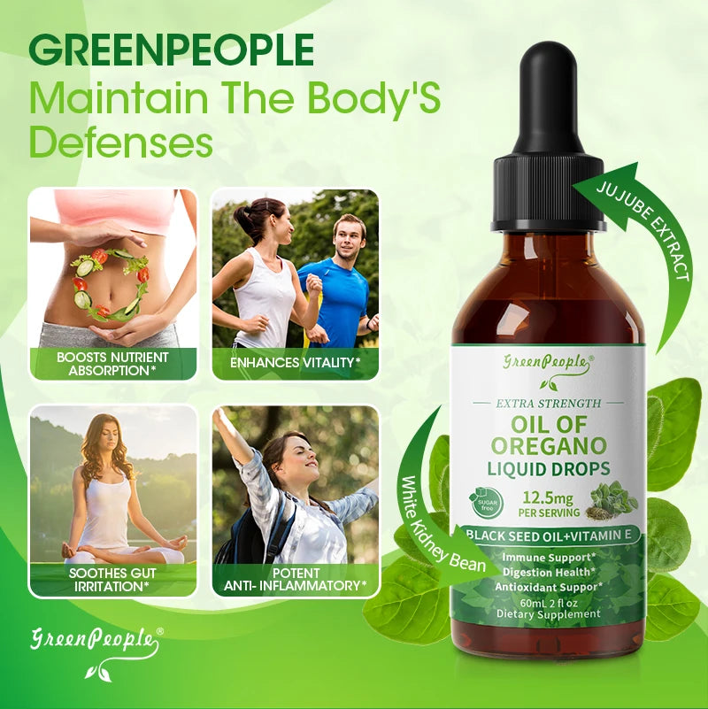 2 fl oz Organic Oregano Oil Drops with Black Seed & Vitamin E | Vegan, Sugar‑Free, Non‑GMO Wellness Blend 🌿