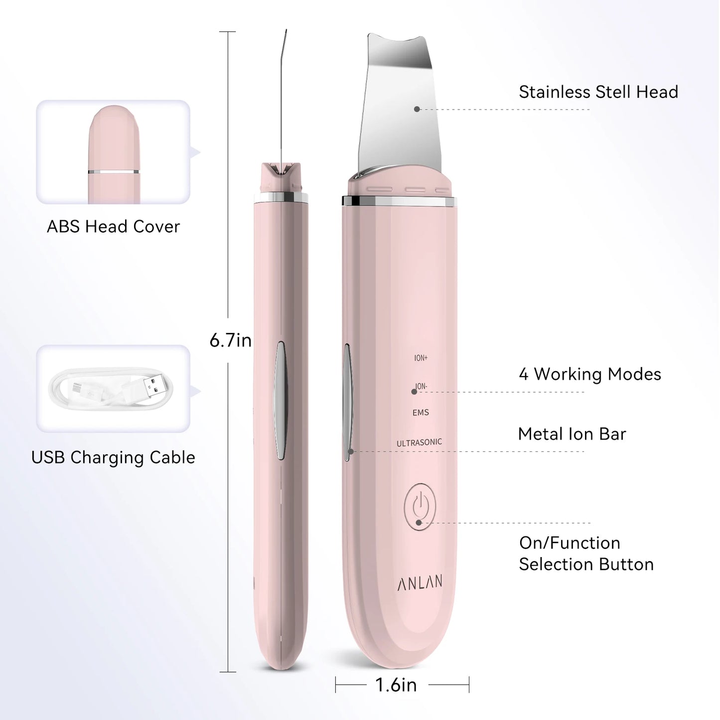 ✨🧖‍♀️ ANLAN Ultrasonic Skin Scrubber 💎 | Deep Cleaning Peeling Shovel Facial Cleaner 🫧 | Ultrasonic Face Lifting & Skin Care Device