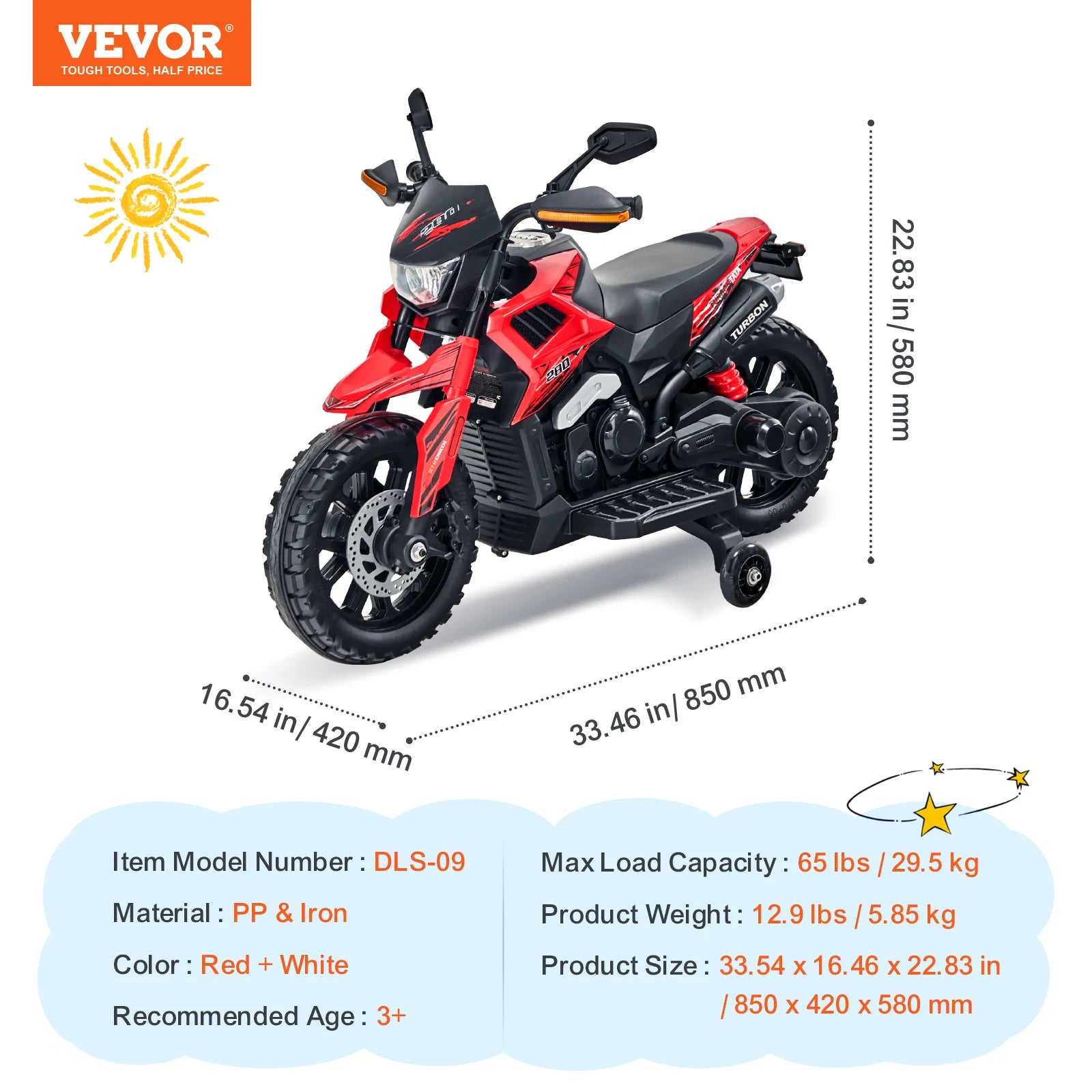 ⚡🏍️ 6V/12V Kids Electric Ride-On Motorcycle – Detachable Training Wheel, Headlight & Bluetooth Music Toy