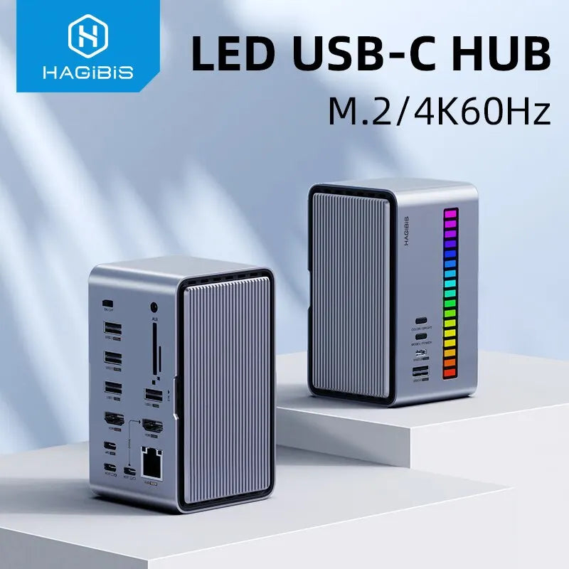 🚀💻 Hagibis USB-C Docking Station – Dual HDMI + M.2 SSD Enclosure (U100 Series)