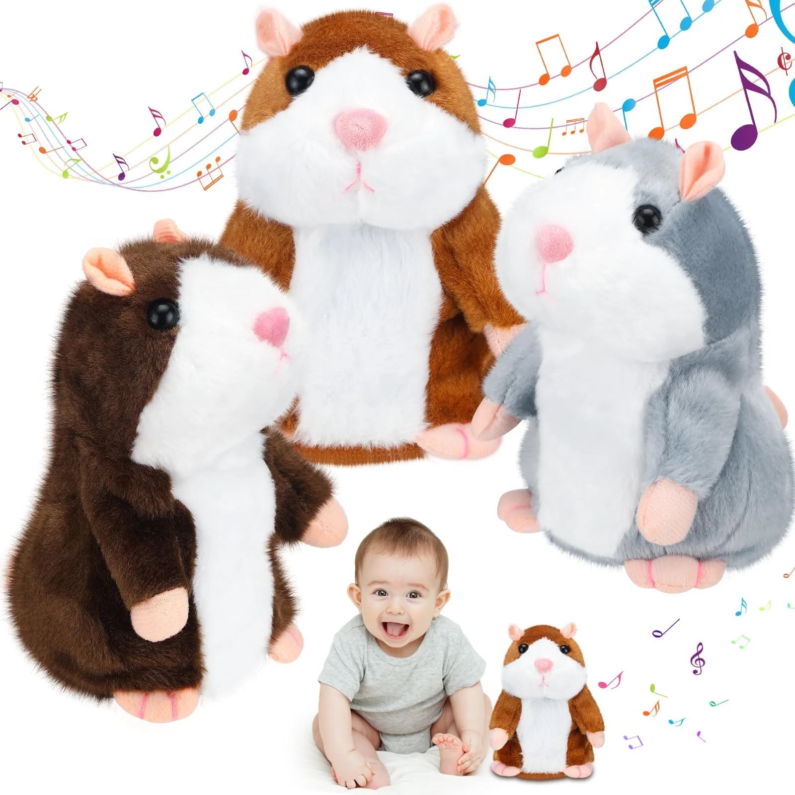 🐹💬 Cute Electric Talking Hamster Plush Toy – Interactive Voice-Repeating & Nodding Plush Companion for Kids