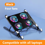 🌈❄️ Laptop Cooling Pad 2/4 Fans – RGB Foldable Stand (11–17.3”)