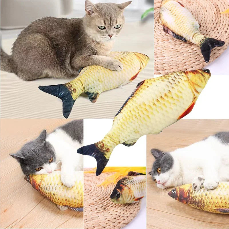 Plush Catnip Fish Toy Interactive Squeaky Chewable Pet Toy Simulation Fish with Mint for Cats