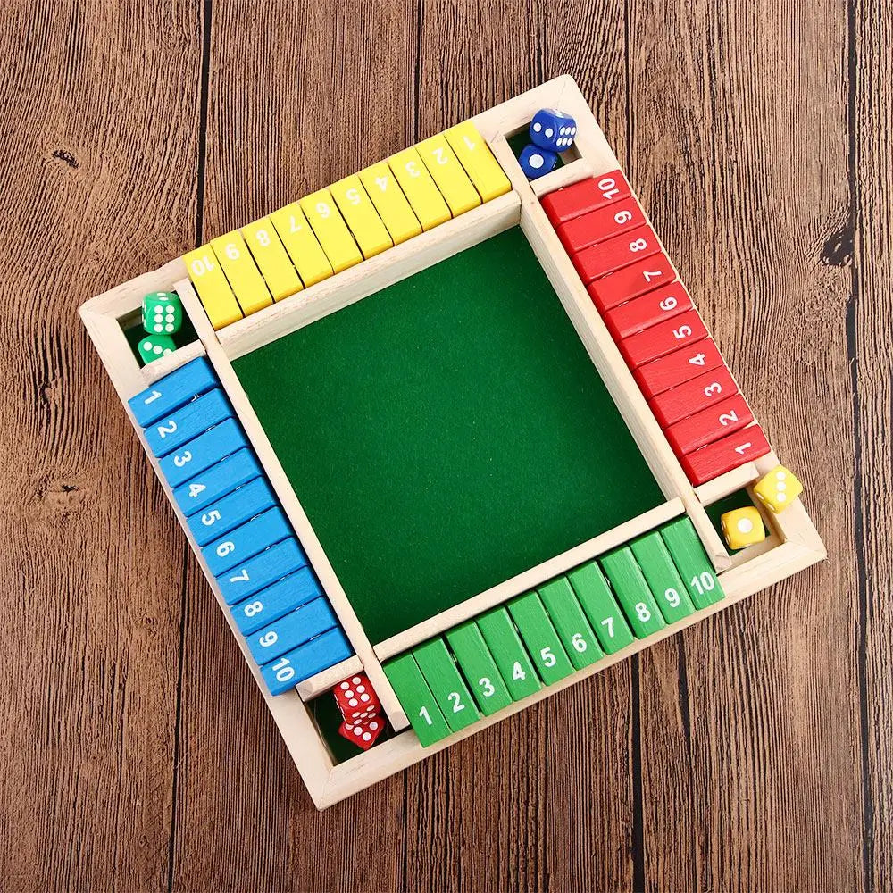 Arithmetic Dice Board Game Four-Sided Flip Card Games Box Dice Toys Wooden Flaps Dices 4 Players Party Number Game Board Games