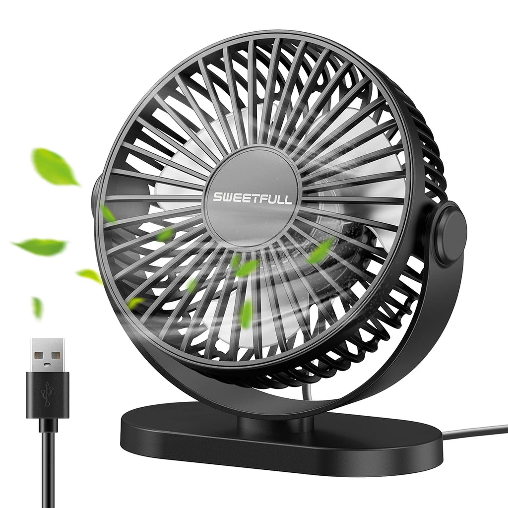 🌬️💻 Portable USB Electric Fan – 3 Speed Silent Mini Cooler