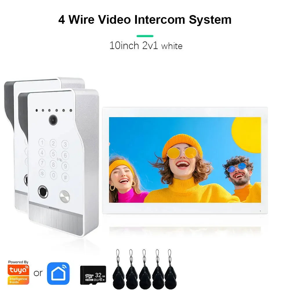 🔔📹 High Quality Video Doorbell Intercom System | Large Screen Smart Videophone 🔐 | Tuya Smart 5-in-1 Unlock 1080P for Home & Apartment