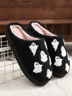 Halloween Ghost Slippers – Cozy Indoor Cotton House Shoes