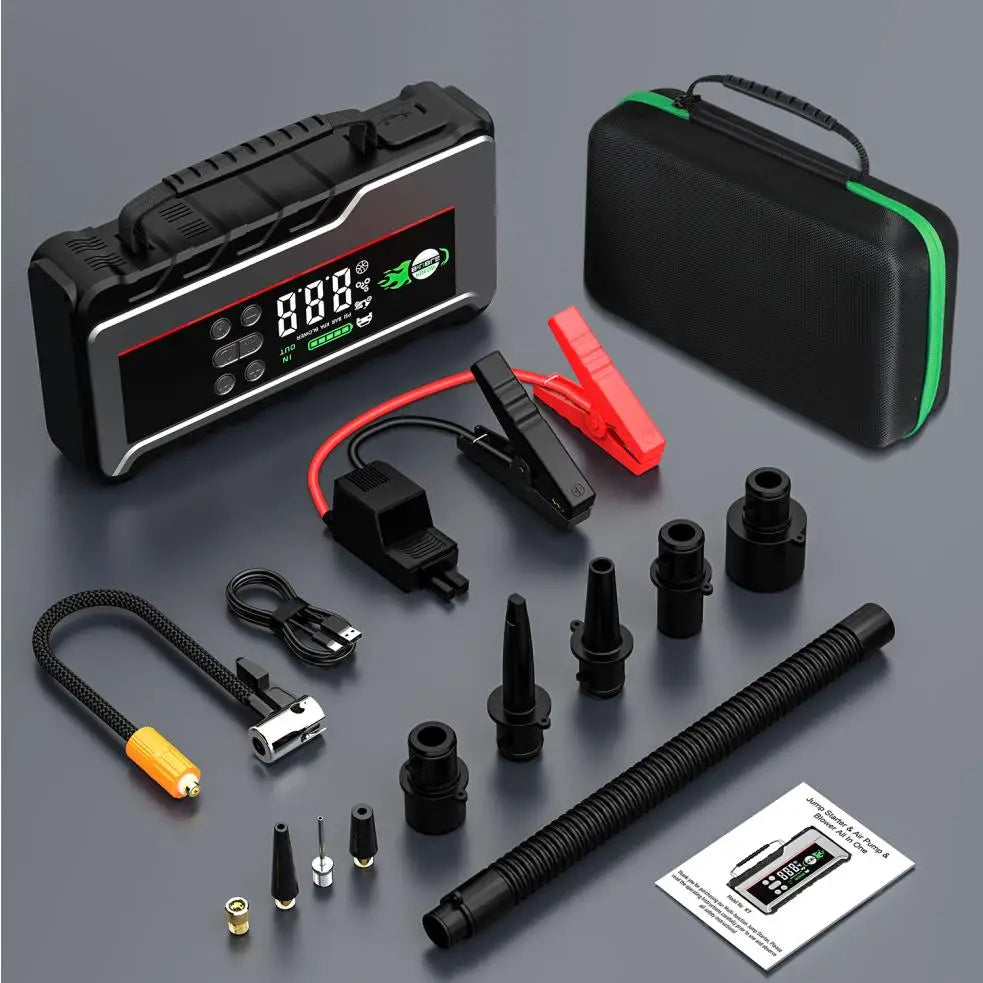 🚗⚡ Car Jump Starter with Air Compressor – 6000A Powerful Booster, 21800mAh Portable Battery Charger with LCD Screen