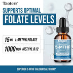 L Methylfolate Plus Methyl B12 Cofactor Liquid Drops - Metabolically Active 5-MTHF Form, Supports Mood, Methylation, Cognition